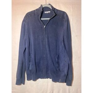 Calvin Klein Jeans Men's SZ L Blue Gray Zip Up Sweater Q22
